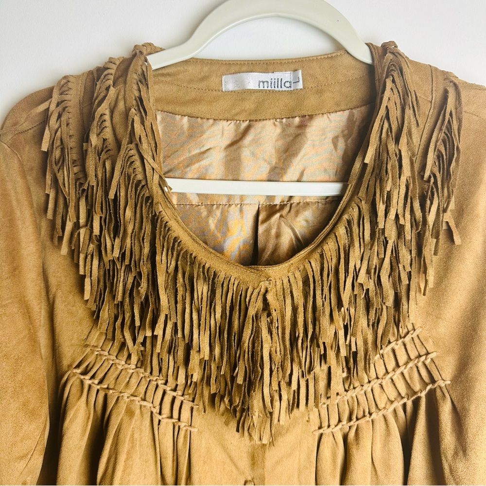 Miilla Women Large Fringe Western Jacket‎ Brushed  Pintuck Lightweight.A16 - Picture 2 of 8